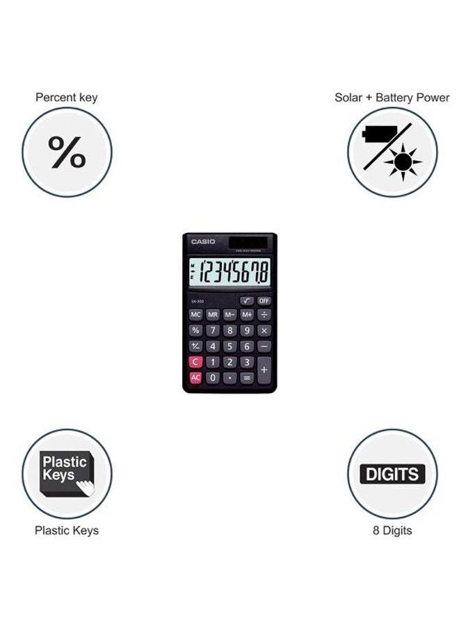 CASIO SX-300 8-Digit Basic Calculator Black  - Image 2