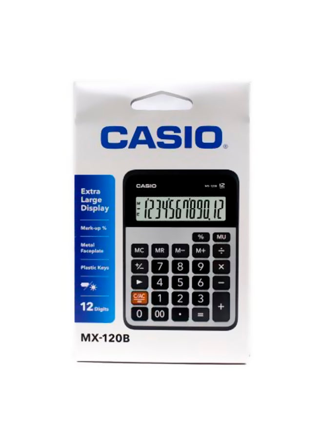كاسيو آلة حاسبة للعمليات الأساسية بشاشة سعة 12 رقماً طراز MX120B فضي/رمادي/اسود - Image 3