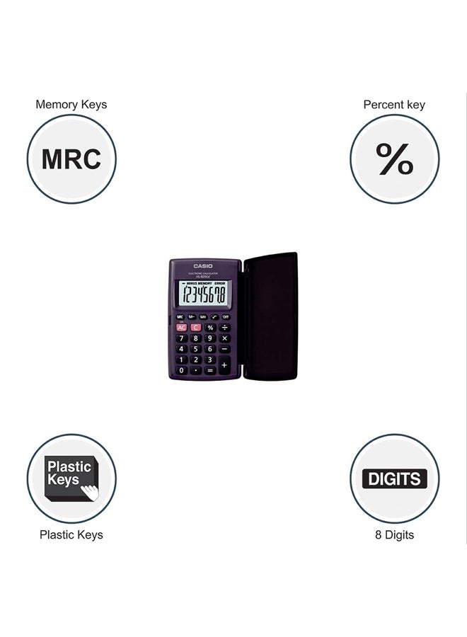 كاسيو آلة حاسبة أساسية إلكترونية بشاشة سعة 8 أرقام طراز HL820LV-BK أسود - Image 3