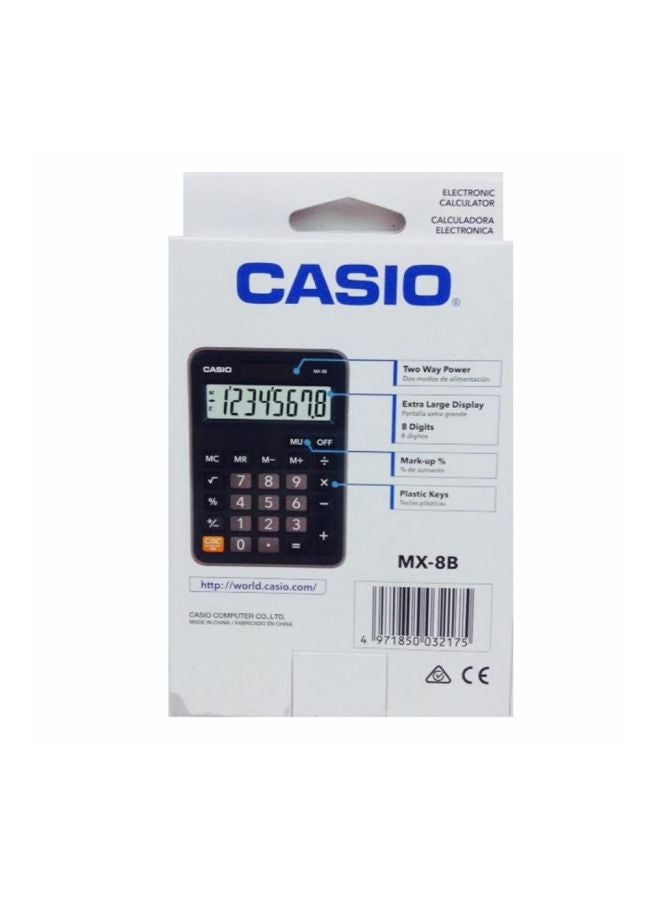 CASIO MX-8B-W-DC 8-Digit Calculator Black - Image 3