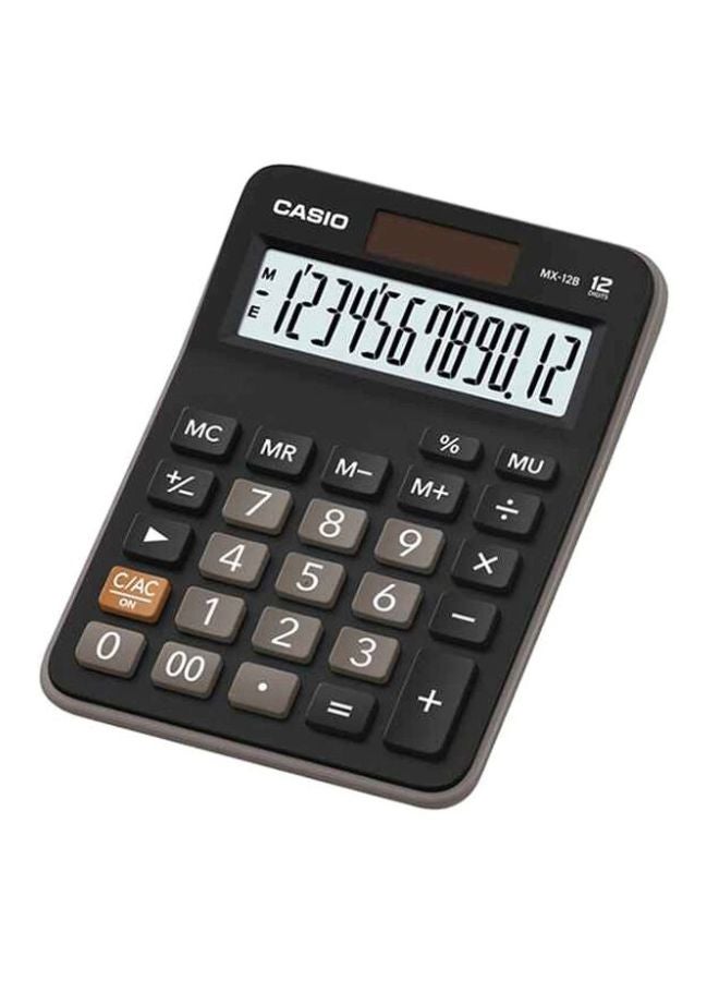 آلة حاسبة سلسلة قيم مكتبية صغيرة بشاشة سعة 12 رقماً طراز MX-12B-BK-W-DC أسود