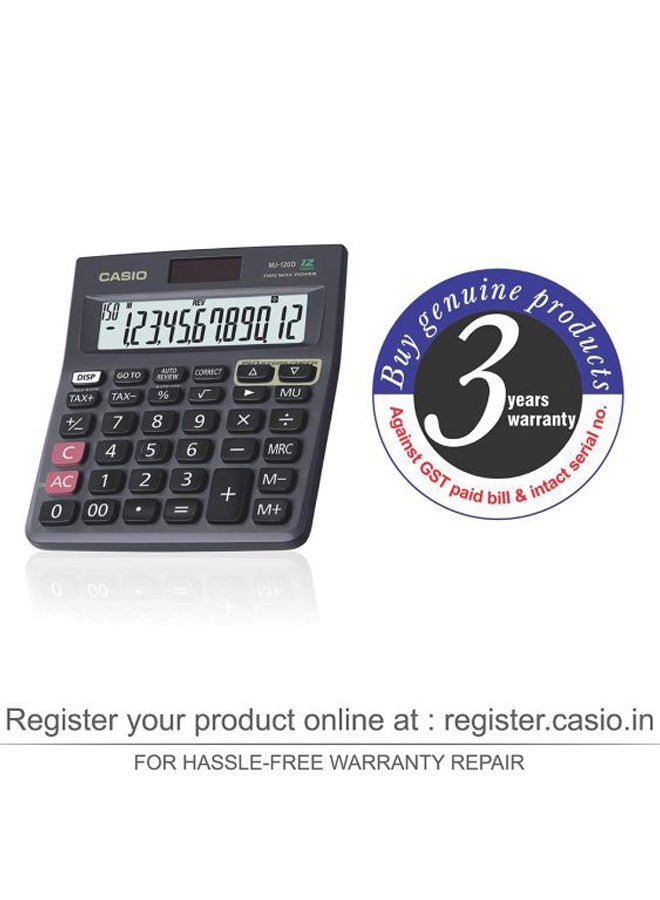 CASIO MJ120D 150 Steps Check And Correct Desktop Calculator With Tax Keys Black - Image 4