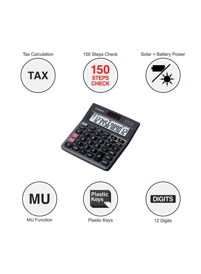 CASIO MJ120D 150 Steps Check And Correct Desktop Calculator With Tax Keys Black - Image 5