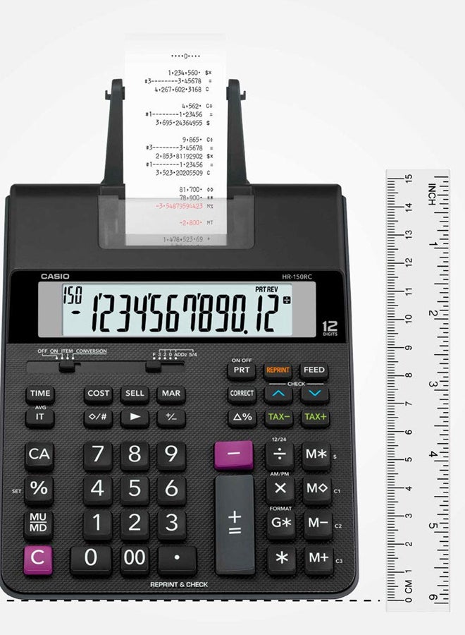 CASIO HR-150RC 12-Digit Printing Calculator Black  - Image 2