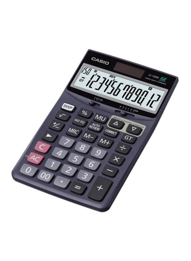 CASIO - JJ-120D 12-Digit Two-Way Power Practical Calculator Black - Image 1