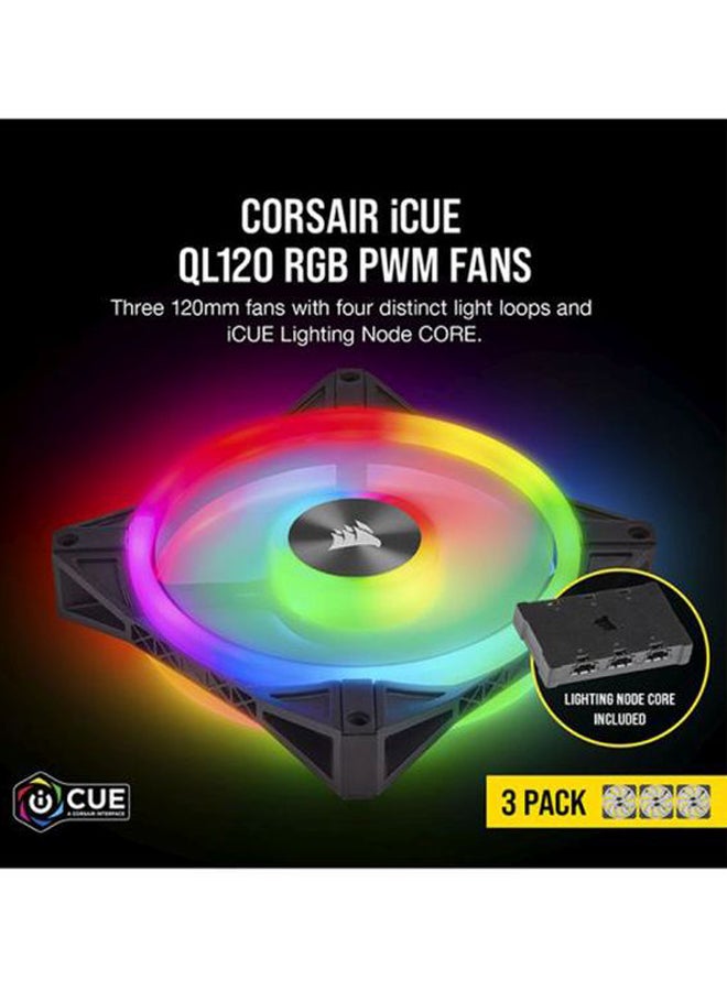 CORSAIR - 3-Piece iCUE QL120 PWM Triple Fan With Lighting Node Core - Image 1