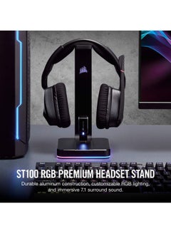 CORSAIR ST100 RGB Premium Headset Stand with 7.1 Surround Sound - Black  - Image 4