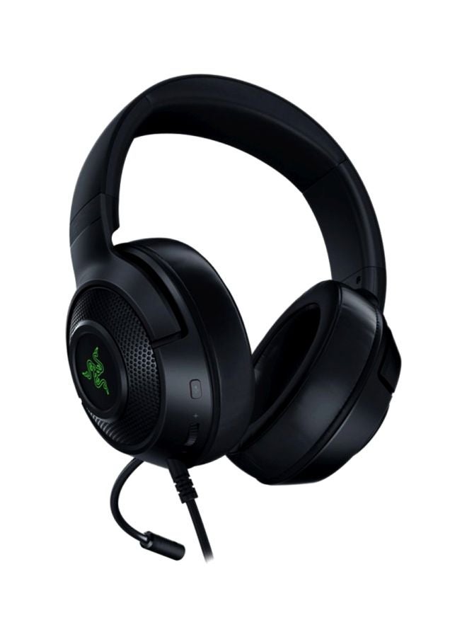 RAZER Razer Kraken X USB Ultralight Gaming Headset: 7.1 Surround Sound - Lightweight Frame - Green Logo Lighting - Integrated Audio Controls - Bendable Cardioid Microphone - for PC - Classic Black  - Image 3