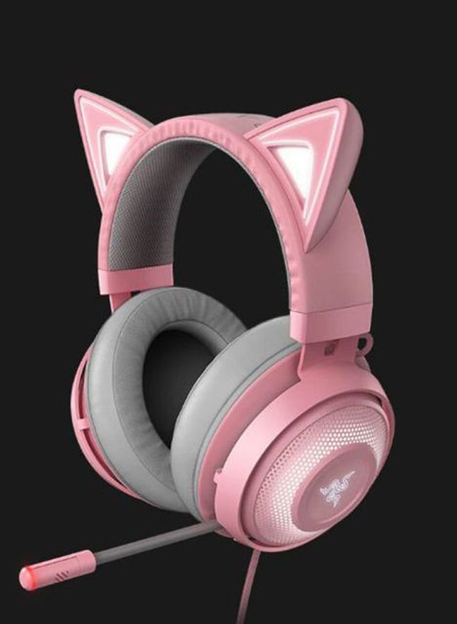 RAZER - Kraken Kitty RGB USB Gaming Headset, THX 7.1 Spatial Surround Sound, Chroma RGB Lighting, Retractable Active Noise Cancelling Mic, Lightweight Aluminum Frame for PC - Image 1