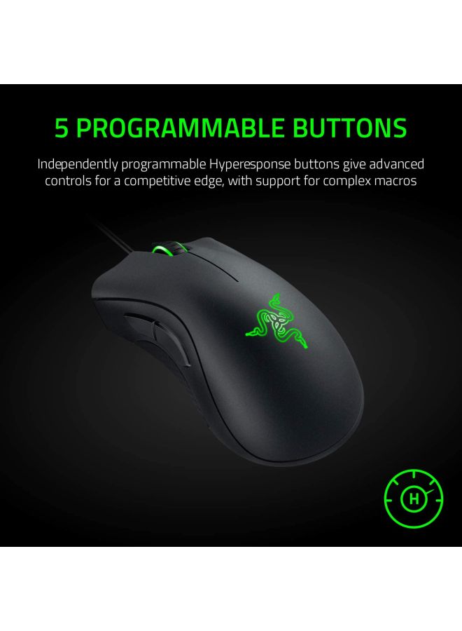 DeathAdder Essential Gaming Mouse: 6400 DPI Optical Sensor - 5 Programmable Buttons - Mechanical Switches - Rubber Side Grips - Classic Black - v1594889348/N20897377A_5