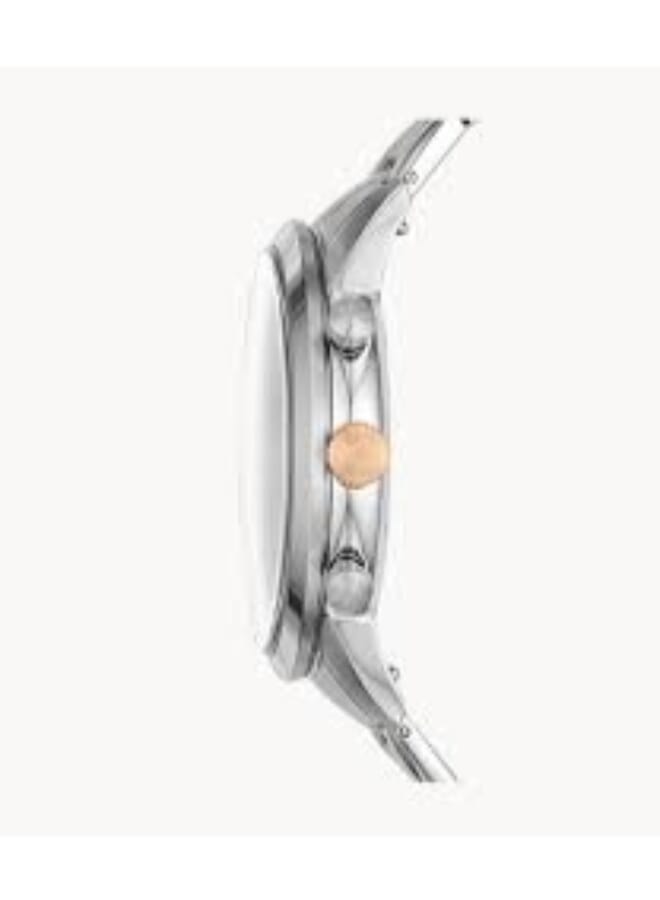 فوسيل ساعة يد تاونزمان دائرية - 44 مم - فضي للرجال - Image 2