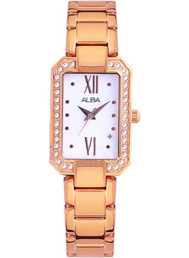 سيكو ساعة يد بعقارب وسوار من الستانلس ستيل طراز AH7D72X women