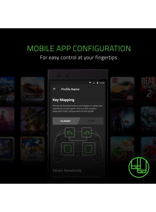 RAZER - Raiju Mobile - Ergonomic Multi-Function Button Layout, Hair Trigger Mode, Adjustable Phone Mount, Mobile Gaming Controller - Classic Black - Image 1
