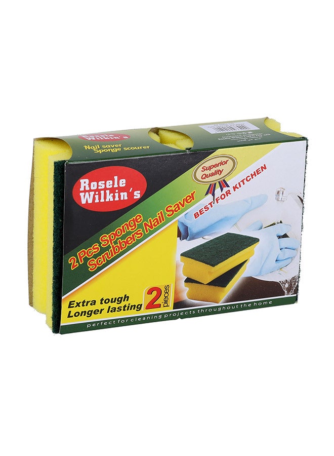 2-Piece Sponge Scrubbers Nail Saver Yellow/Green One size - Image 2