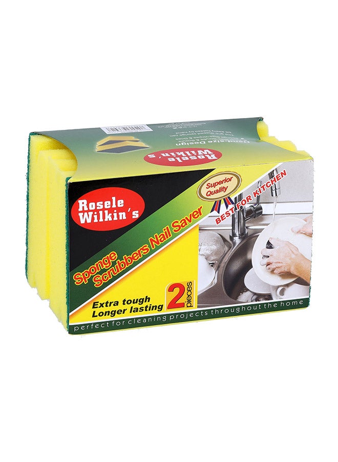 2-Piece Sponge Scrubbers Nail Saver Yellow/Green - Image 2