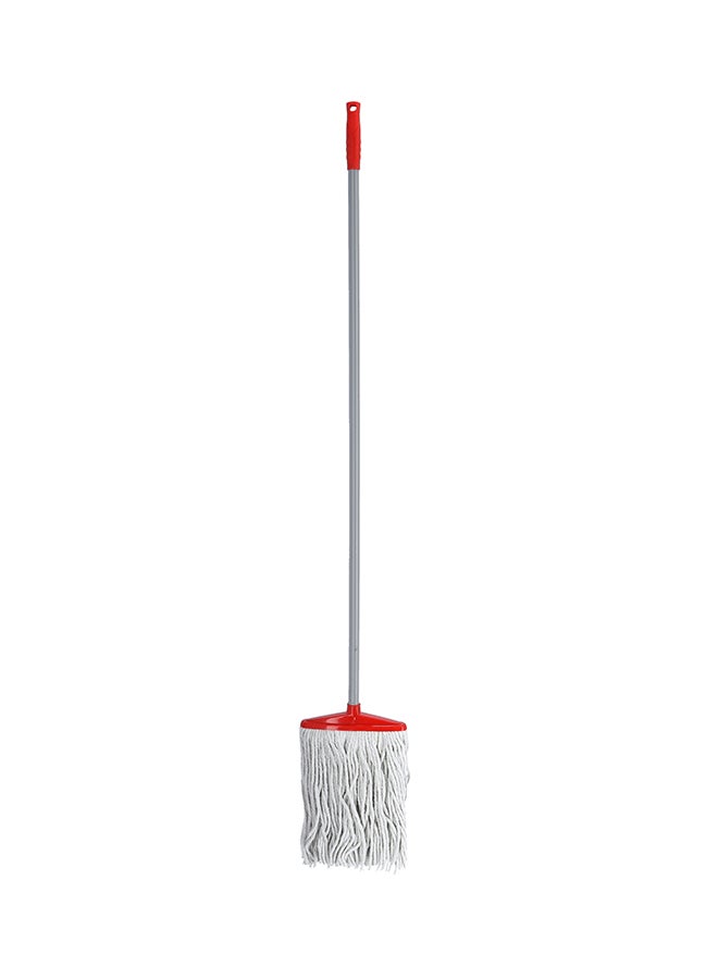 DELCASA Cotton Mop Head With Iron Pole White/Red 100centimeter - Image 1