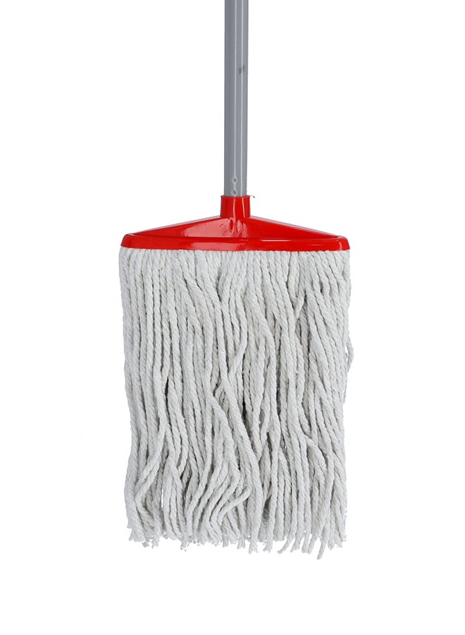 DELCASA Cotton Mop Head With Iron Pole White/Red 100centimeter - Image 3