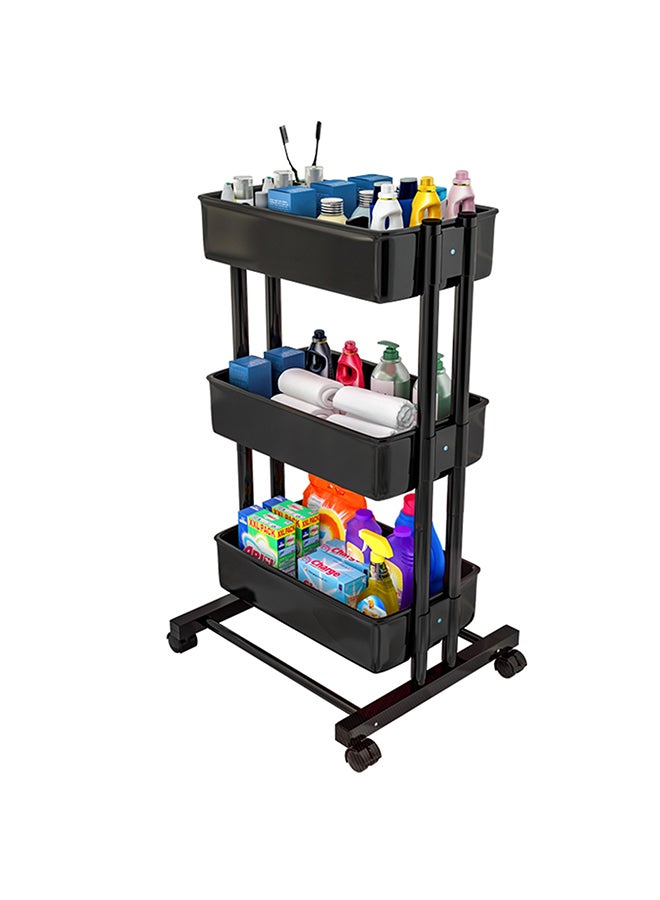 Generic 3-Tier Rolling Storage Utility Cart Black 