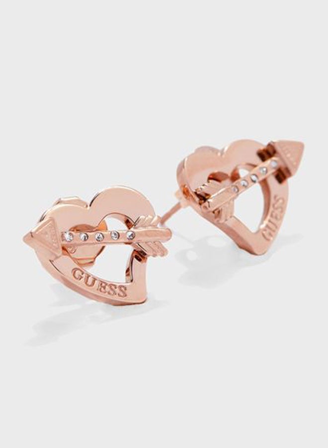 GUESS - Heart And Arrow Stud Earrings - Image 1