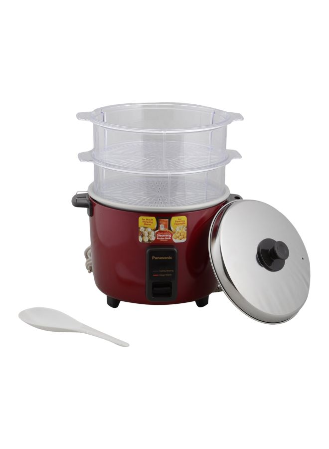 Panasonic - Electric Rice Cooker 1.0 L 750.0 W SR-WA22H(SS) Burgundy/Clear/Black - Image 1