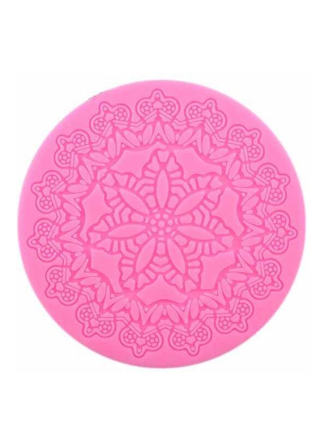 بيوينتي مفرش للكيك من السيليكون بتصميم دائري بطبعة تاج وردي 12سم