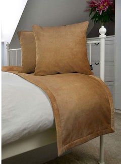 REGAL IN HOUSE 3-Piece Matt Velvet Bed Runner With Cushion Cover Set polyester Caramel 