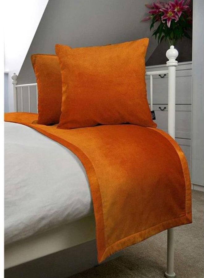 ريغال إن هاوس طقم غطاء وسادة وسرير مخملي بلون مطفأ من 3 قطع polyester برتقالي