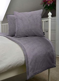 REGAL IN HOUSE 3-Piece Matt Velvet Bed Runner With Cushion Cover Set Combination Soft Silver 