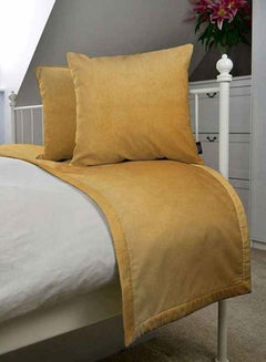 REGAL IN HOUSE 3-Piece Matt Bed Runner And Cushion Cover Set polyester Ochre Yellow 