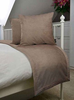 REGAL IN HOUSE 3-Piece Matt Velvet Bed Runner With Cushion Cover Set Polyester Mocha Brown 