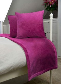 REGAL IN HOUSE 3-Piece Matt Velvet Bed Runner With Cushion Cover Set polyester Fuchsia Pink 