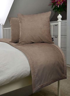 REGAL IN HOUSE 3-Piece Matt Velvet Bed Runner With Cushion Cover Set Polyester Mocha Brown  - Image 1