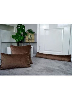 REGAL IN HOUSE 3-Piece Matt Velvet Bed Runner With Cushion Cover Set Polyester Mocha Brown  - Image 2