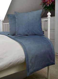 REGAL IN HOUSE 3-Piece Matt Velvet Bed Runner With Cushion Cover Set Polyester Petrol Blue  - Image 1