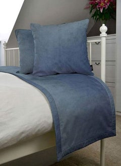 REGAL IN HOUSE 3-Piece Matt Velvet Bed Runner With Cushion Cover Set polyester Petrol Blue  - Image 1