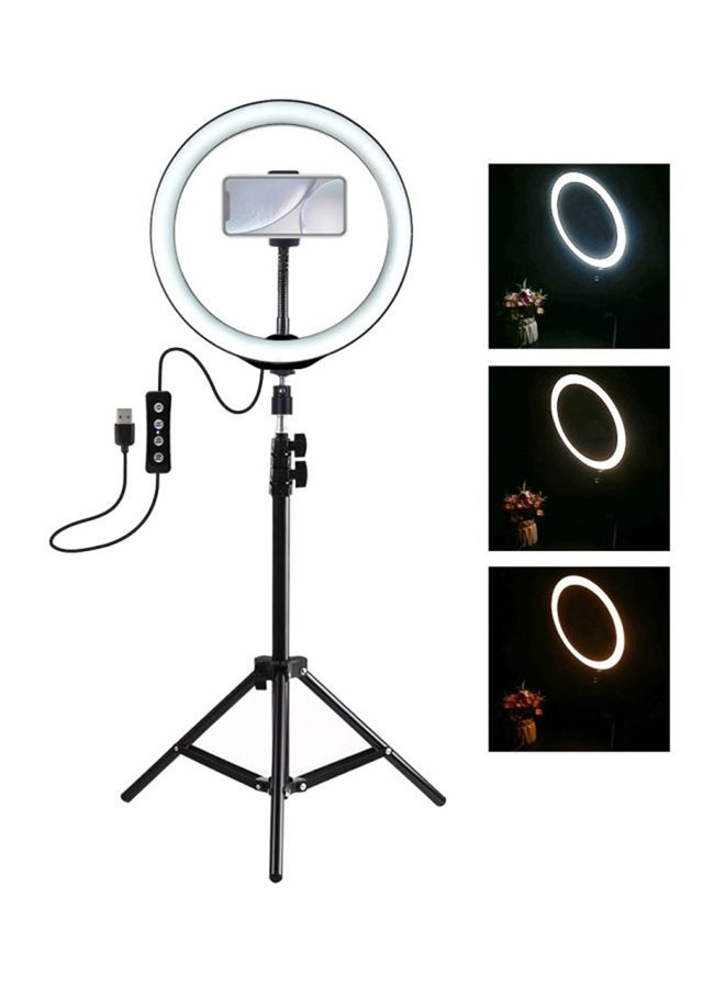 Generic - 10 Inch Ring Light Tripod Mount Live Broadcast Dual Phone Bracket Multicolour - Image 1