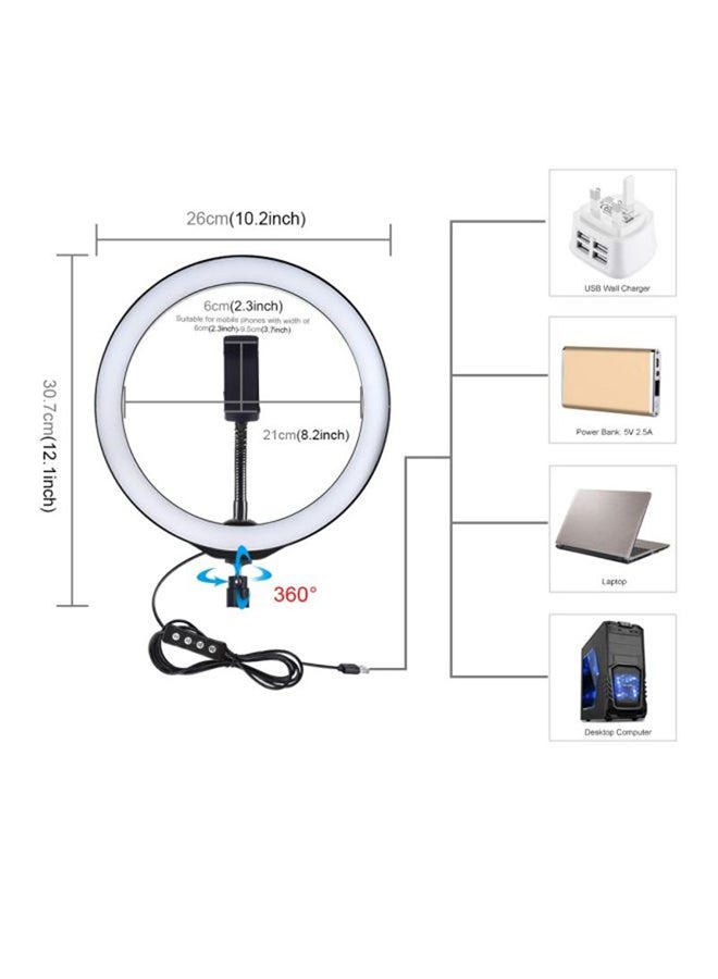 Generic - 10 Inch Ring Light Tripod Mount Live Broadcast Dual Phone Bracket Multicolour - Image 1