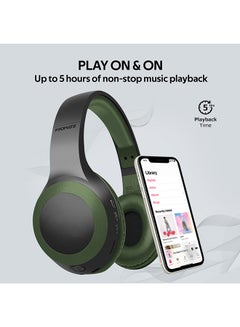 PROMATE Bluetooth Headphone, Over-Ear Deep Bass Wired/Wireless Headphone with Long Playtime, Hi-Fi Sound, Built-In Mic, On-Ear Controls, Soft Earpads, MicroSD Card Slot and AUX Port For iPhone, Samsung, iPad Pro, LaBoca Black/Blue Green/Black  - Image 4