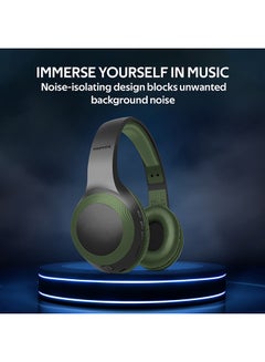 PROMATE Bluetooth Headphone, Over-Ear Deep Bass Wired/Wireless Headphone with Long Playtime, Hi-Fi Sound, Built-In Mic, On-Ear Controls, Soft Earpads, MicroSD Card Slot and AUX Port For iPhone, Samsung, iPad Pro, LaBoca Black/Blue Green/Black  - Image 5