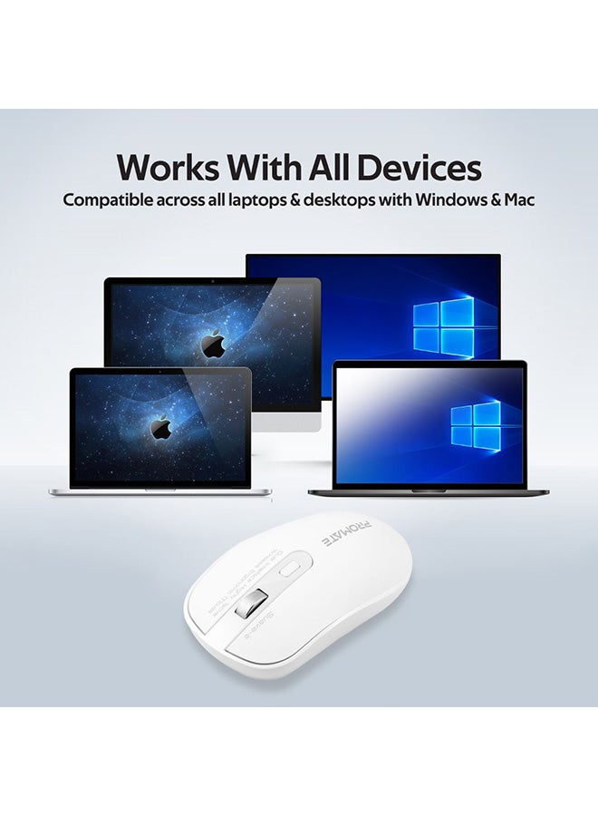 USB-C Wireless Mouse, Ergonomic 2.4GHz Type-C Cordless Mice with 2-In-1 USB-A and USB-C Nano Receiver, Aluminium Scroll Wheel with Adjustable DPI for MacBook Pro, PC, Desktop, Laptop, Suave-2 White