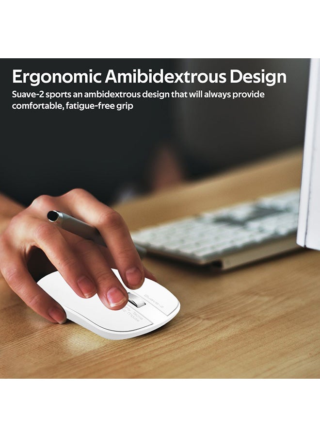 USB-C Wireless Mouse, Ergonomic 2.4GHz Type-C Cordless Mice with 2-In-1 USB-A and USB-C Nano Receiver, Aluminium Scroll Wheel with Adjustable DPI for MacBook Pro, PC, Desktop, Laptop, Suave-2 White