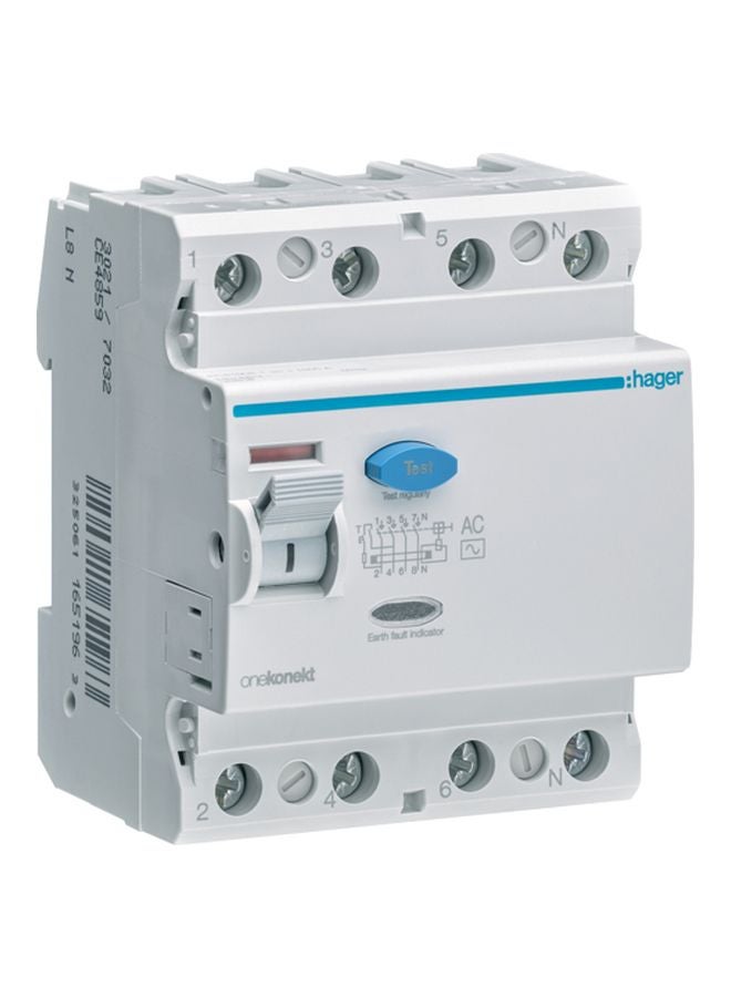 Hager RCCB 4P Earth Leakage Circuit Breaker Grey/Blue