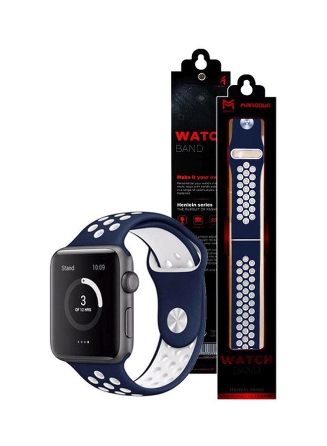 MARGOUN - Henlein Replacement Band For Apple Watch Series 38/40mm Navy Blue/White - Image 1