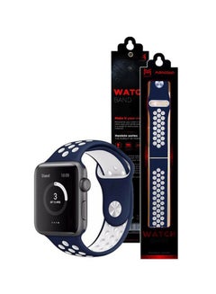 MARGOUN Apple Watch 42mm/44mm/45mm Nike Design Silicone Band Navy Blue/White  - Image 2