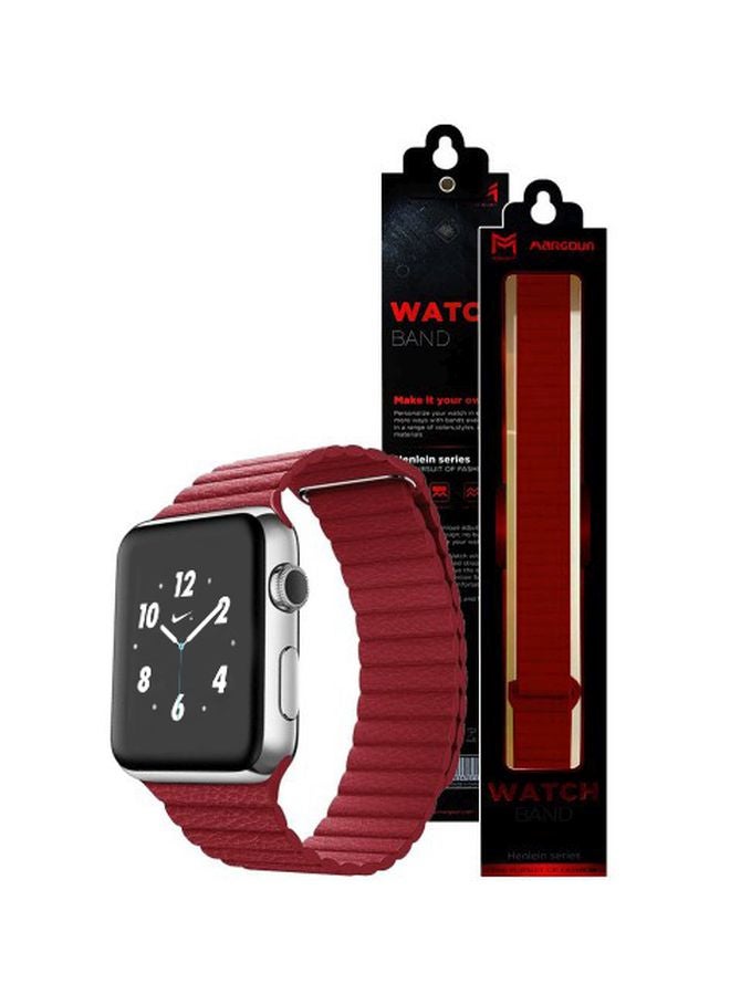 MARGOUN - Henlein Series Replacement Band For Apple Watch Series 38/40mm Red Red - Image 1
