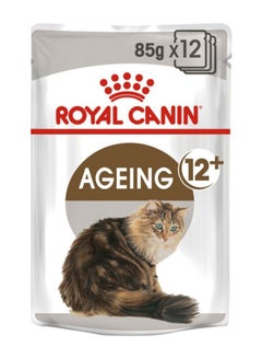 ROYAL CANIN Feline Health Nutrition Ageing +12 Jelly Wet Food Pouches 85g Pack Of 12  - Image 1