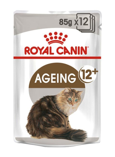 Feline Health Nutrition Ageing +12 Jelly Wet Food Pouches 85g Pack Of 12