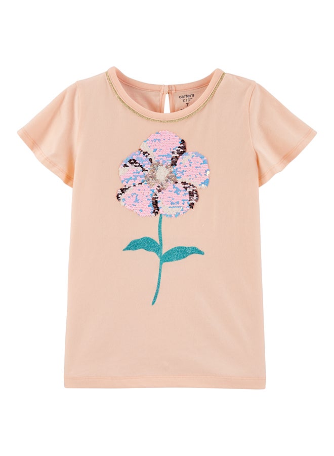 carter's Butterfly Printed T-Shirt Coral  - Image 1