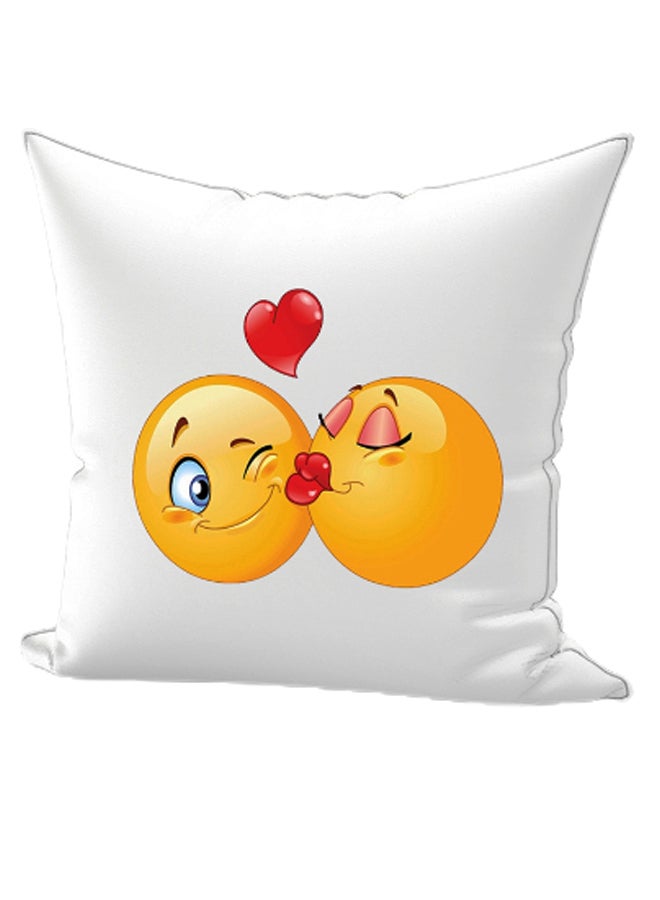 REGAL IN HOUSE Emoji Printed Decorative Pillow White/Yellow/Red 40 x 40cm  - Image 1