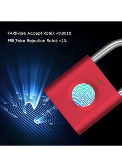 Generic Waterproof Smart Fingerprint Padlock Red 5.04x2.9x1.3cm  - Image 2